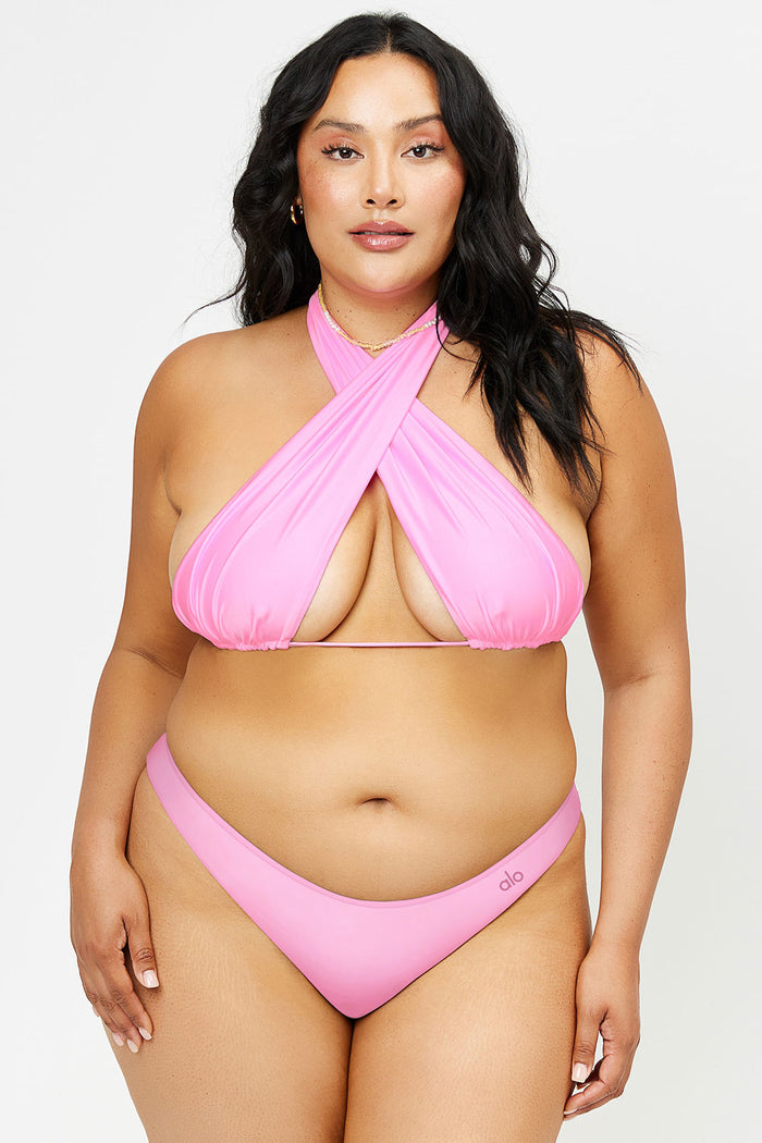 Haven 90's Pink Satin Cheeky Bikini Bottom Extended