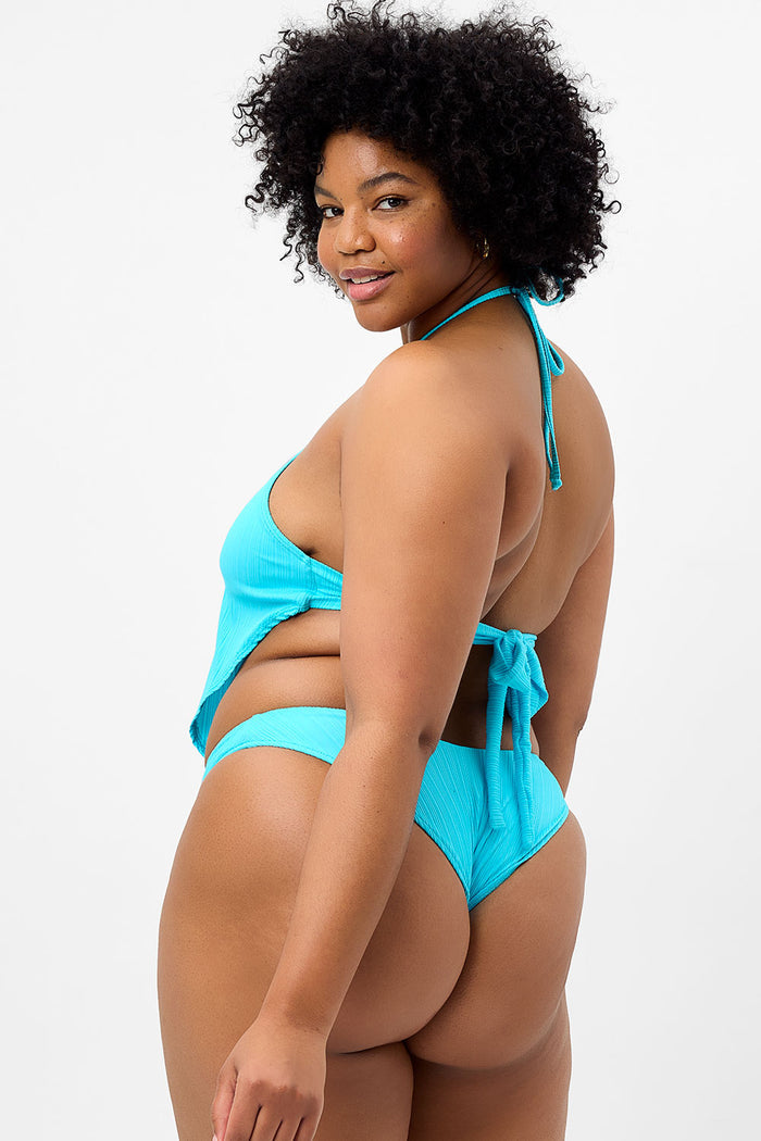 Hennie Plissé Halter Bikini Top Aquamarine