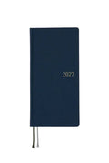 Dark blue 2027 planner with elastic ties and “2027” on cover