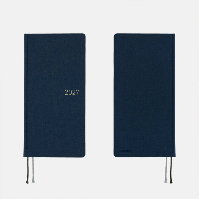Two dark blue 2027 planner covers side view with “2027” text