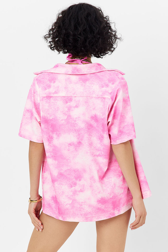 Hunter Terry Button Up Shirt Distorted Pink Dye