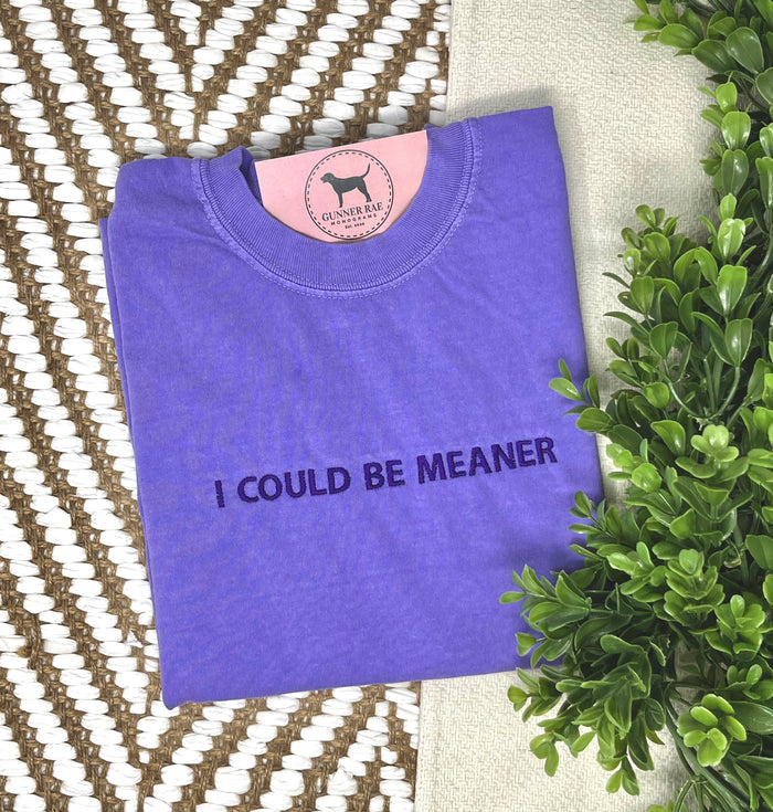 I COULD BE MEANER Custom Embroidered T-shirt or Sweatshirt