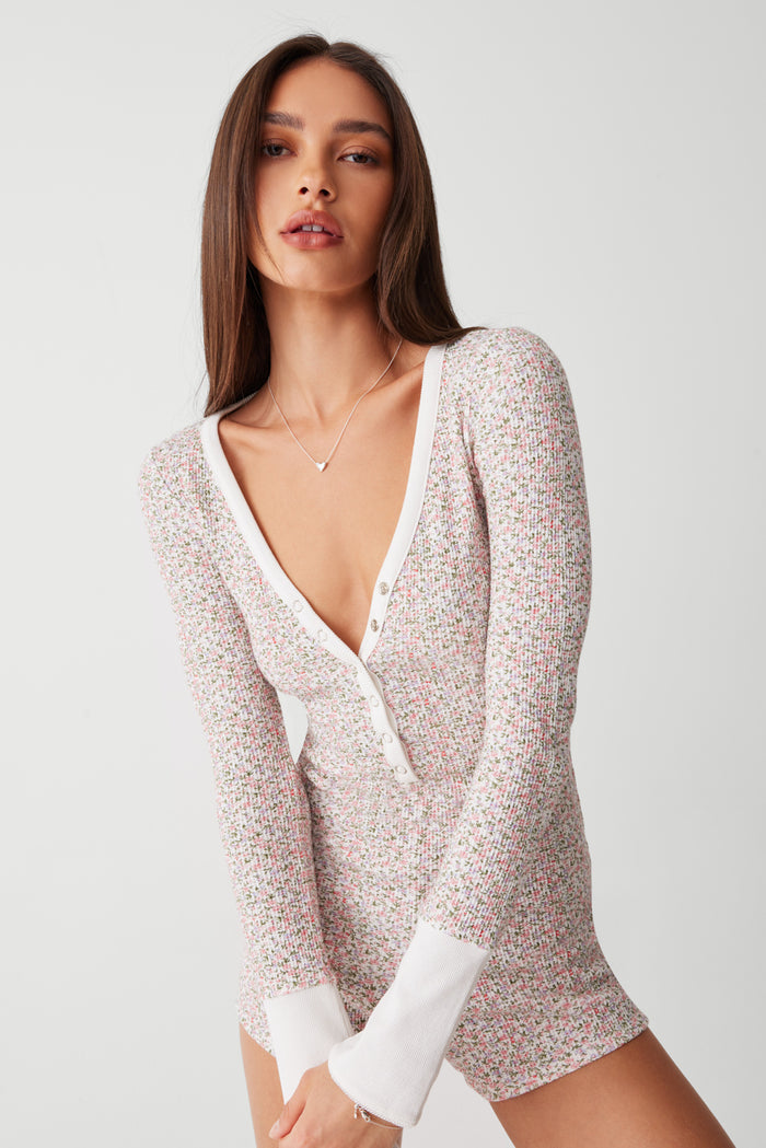 James waffle long sleeve romper baby blanket