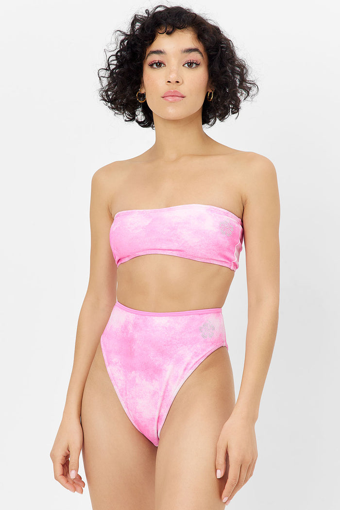 Jean Terry Bandeau Bikini Top Distorted Pink Dye