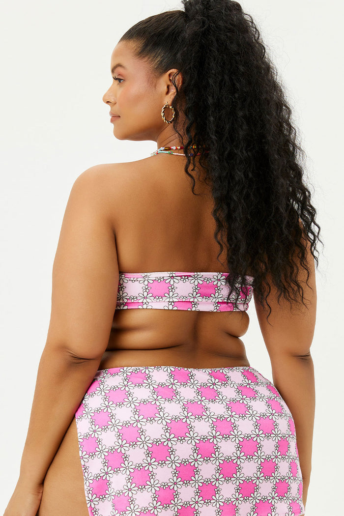 Jeanette Terry Pink Daisy Strapless Bikini Top Extended