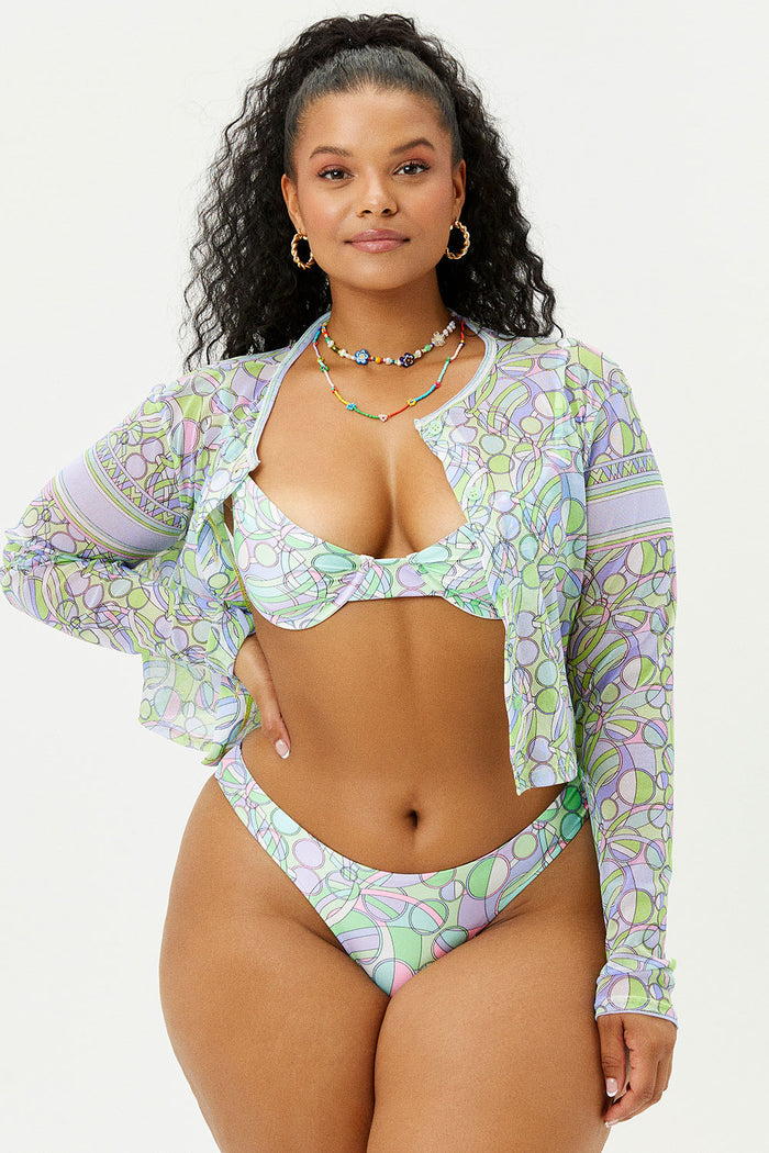 Katarina Cheeky Bikini Bottom Vortex Print Extended