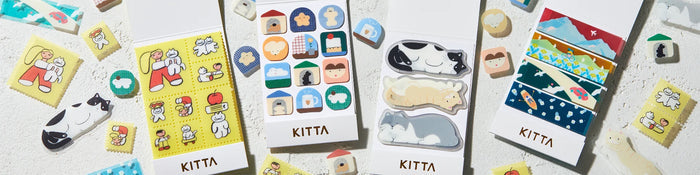 KITTA home washi tape set with multiple rolls, assorted cartoon home and animal designs