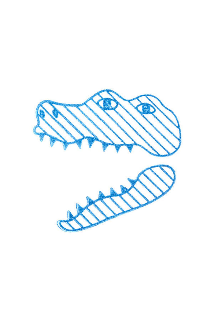 Blue outline crocodile clear stamp designs on transparent backing
