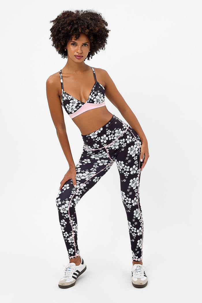 Lively Plush Plumeria High Waist Floral Legging