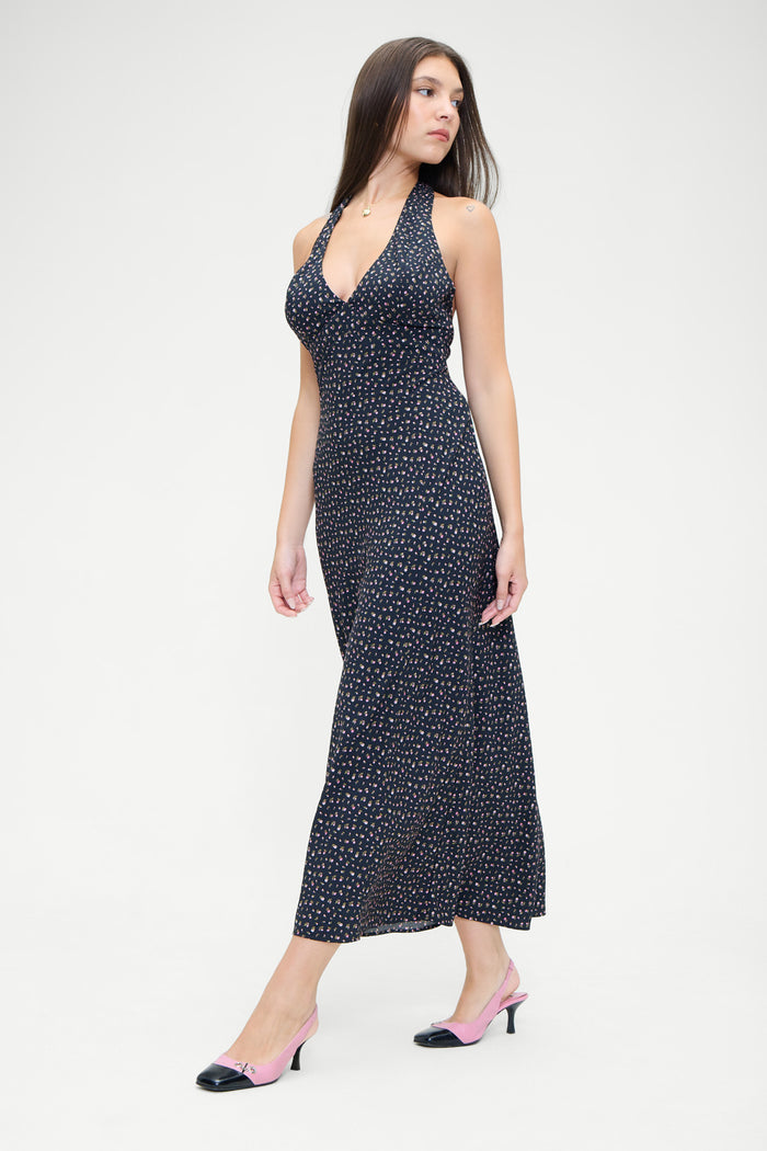 Madeleine Crepe Dress Midnight Flower Print