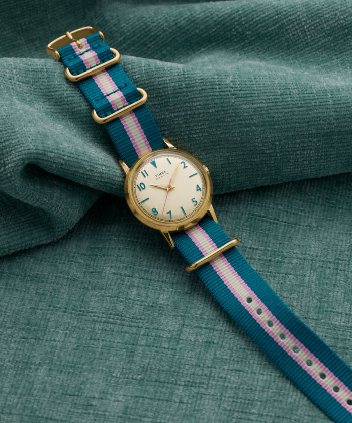 TW2Y49900 Marlin® 34mm Fabric Strap Watch Campaign Key Silhouettes (Beauty shots) Image