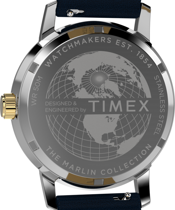 TW2Y47900 Marlin® Quartz GMT 40mm Leather Strap Watch Caseback Image