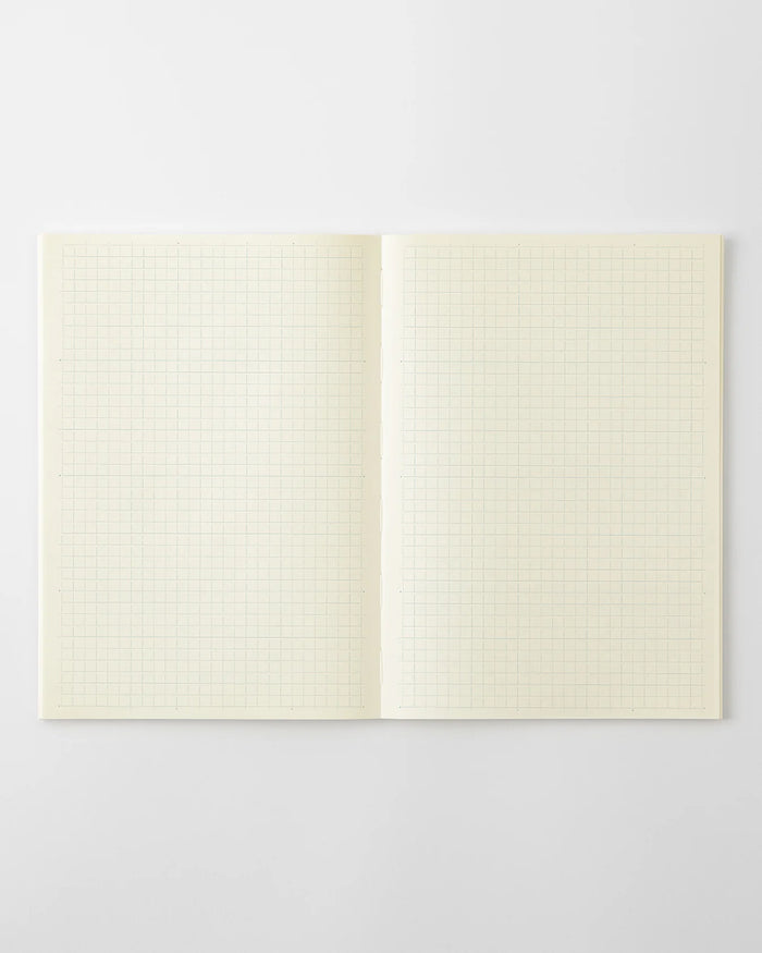 MD monthly thin planner, open pages with light grid and dotted calendar layout