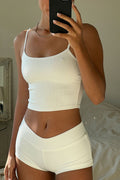 Meg Plissé Tankini Bikini Top Optic White