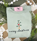 MERRY CHRISTMAS STICK TREE Embroidered T-shirt or Sweatshirt