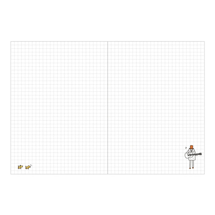 Midori 2027 B7 monthly planner open to blank grid pages with small character icons