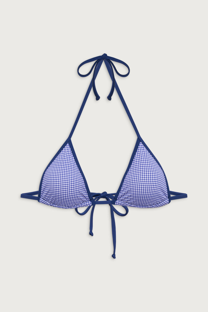 Nick Triangle Halter Bikini Top - Sailor Gingham