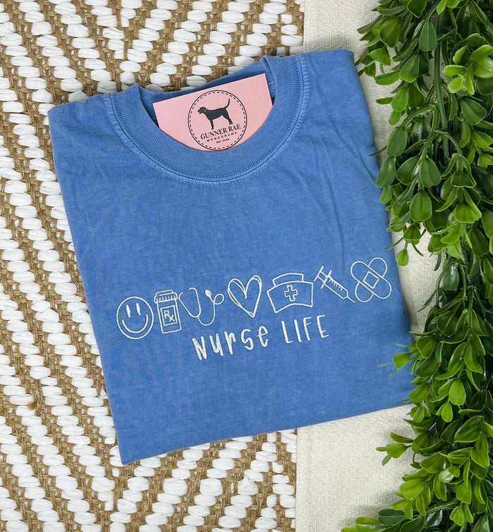 NURSE LIFE Embroidered T-shirt or Sweatshirt