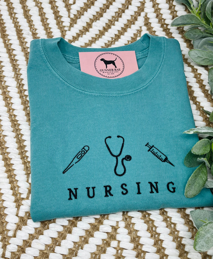 NURSING Embroidered T-shirt or Sweatshirt (icon design)