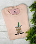 ON THE ROCKS (ICED COFFEE) Embroidered T-shirt or Sweatshirt