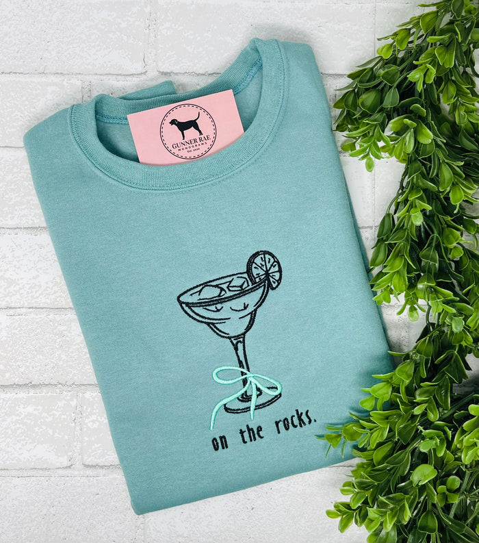 ON THE ROCKS MARGARITA Embroidered T-shirt or Sweatshirt