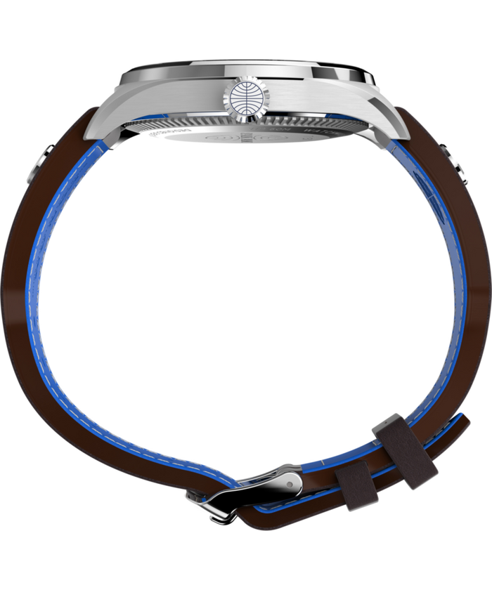 TWG030100 Pan Am x Timex Day-Date 42mm Leather Strap Watch Profile Image