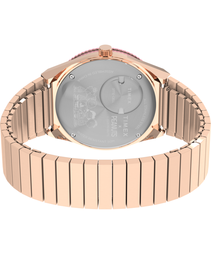 TW2W83800 Peanuts® Q Timex® In Bloom 36mm Stainless Steel Expansion Band Watch Caseback with Attachment Image