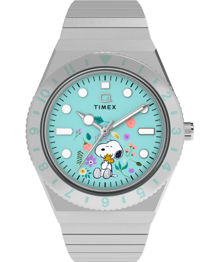 TW2Y52700 Peanuts® x Q Timex® 36mm Stainless Steel Expansion Band Watch Primary Image
