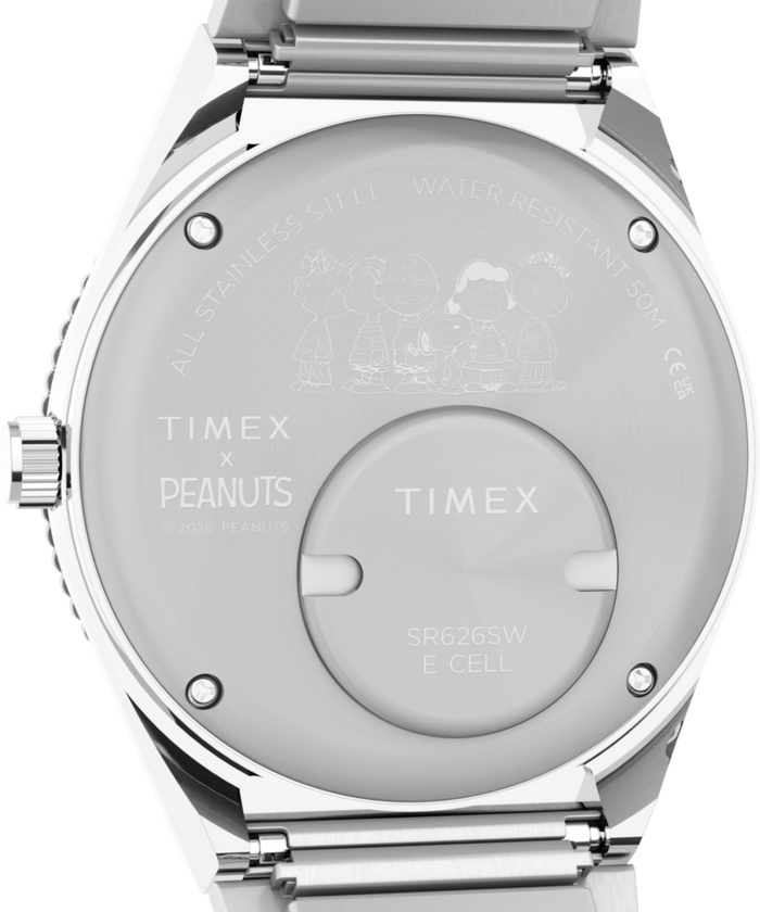 TW2Y52700 Peanuts® x Q Timex® 36mm Stainless Steel Expansion Band Watch Caseback Image
