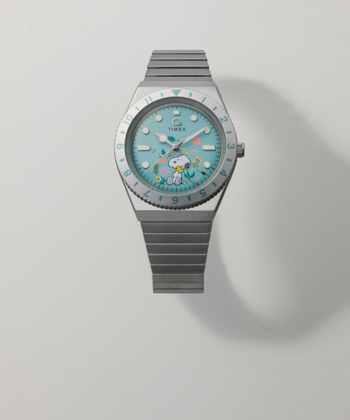 TW2Y52700 Peanuts® x Q Timex® 36mm Stainless Steel Expansion Band Watch Campaign Key Silhouettes (Beauty shots) Image