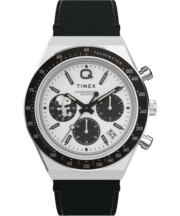 TW2W68900 Peanuts® x Q Timex® Snoopy 40mm Leather Strap Watch   Primary Image
