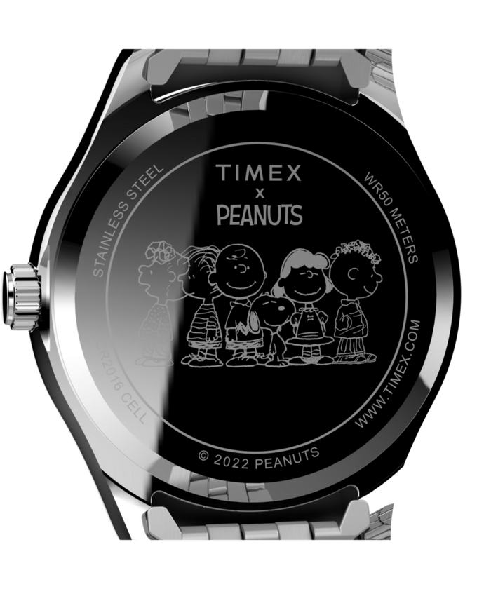 TW2V47400 Peanuts® x Timex Legacy 34mm Stainless Steel Bracelet Watch Caseback Image