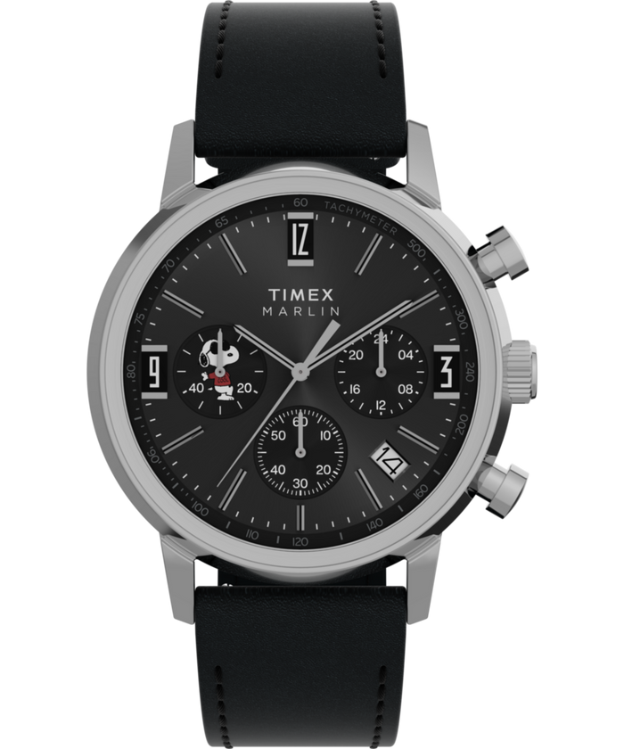 TW2Y48500 Peanuts® x Timex Marlin® Chronograph Joe Cool 40mm Leather Strap Watch Primary Image