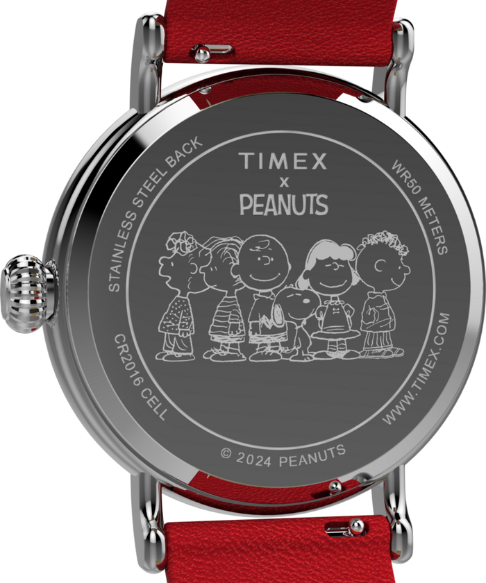 TW2W44400 Peanuts® x Timex Standard Snoopy Santa 40mm Leather Strap Watch Caseback Image