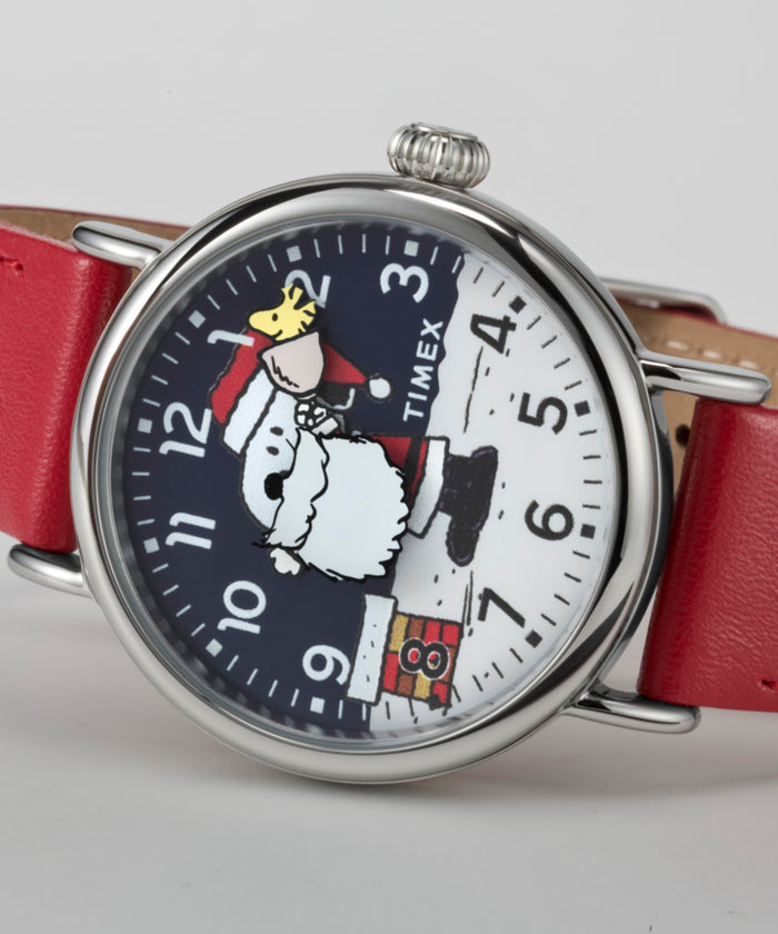 TW2W44400 Peanuts® x Timex Standard Snoopy Santa 40mm Leather Strap Watch Campaign Key Silhouettes (Beauty shots) Image