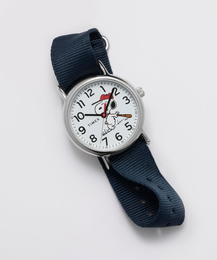 TW2Y51400 Peanuts® x Timex Weekender Baseball 38mm Fabric Strap Watch  Campaign Key Silhouettes (Beauty shots) Image