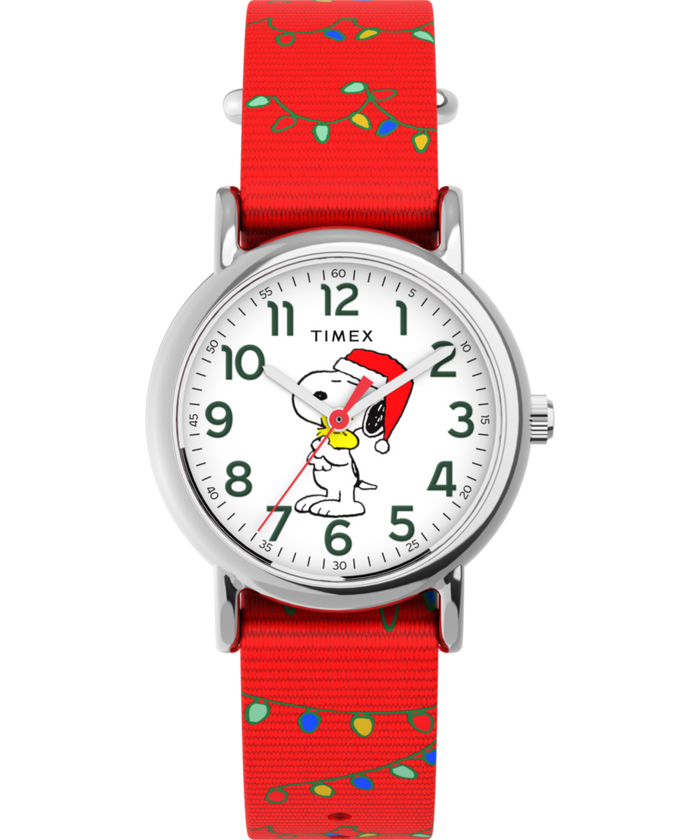TW2Y39500 Peanuts® x Timex Weekender Snoopy Santa Hat 31mm Fabric Strap Watch Primary Image