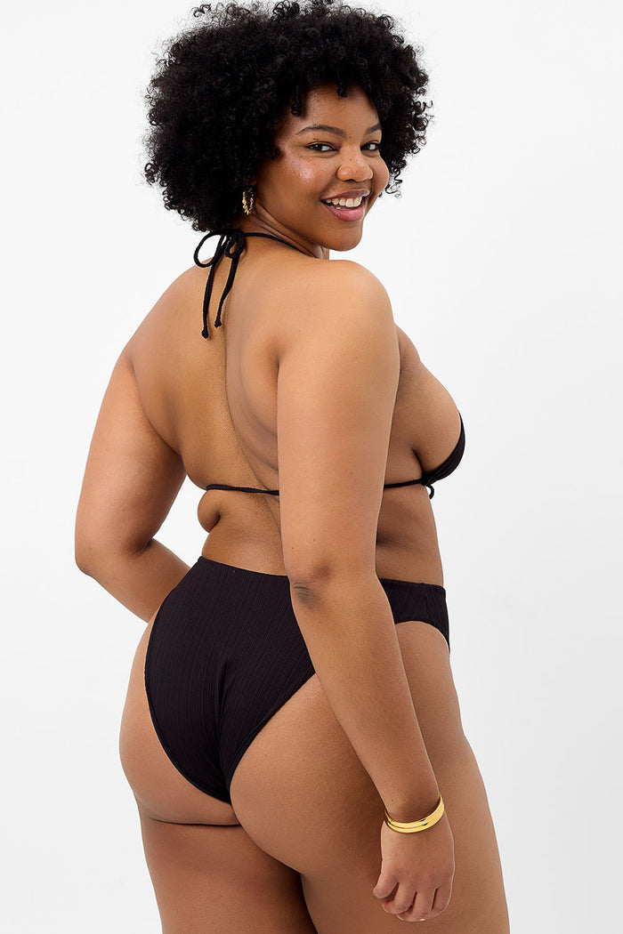 Phillipa Plissé Triangle Bikini Top Black XL