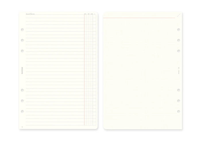A5 refill inner pages, two blank sheets with perforation holes