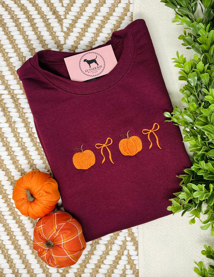 PUMPKIN BOW Embroidered T-shirt or Sweatshirt