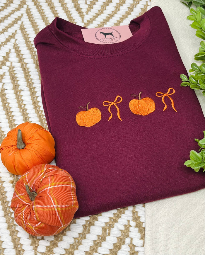 PUMPKIN BOW Embroidered T-shirt or Sweatshirt