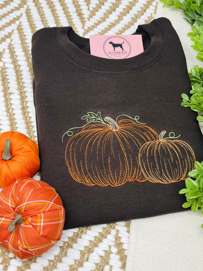 PUMPKIN SKETCH Embroidered T-shirt or Sweatshirt