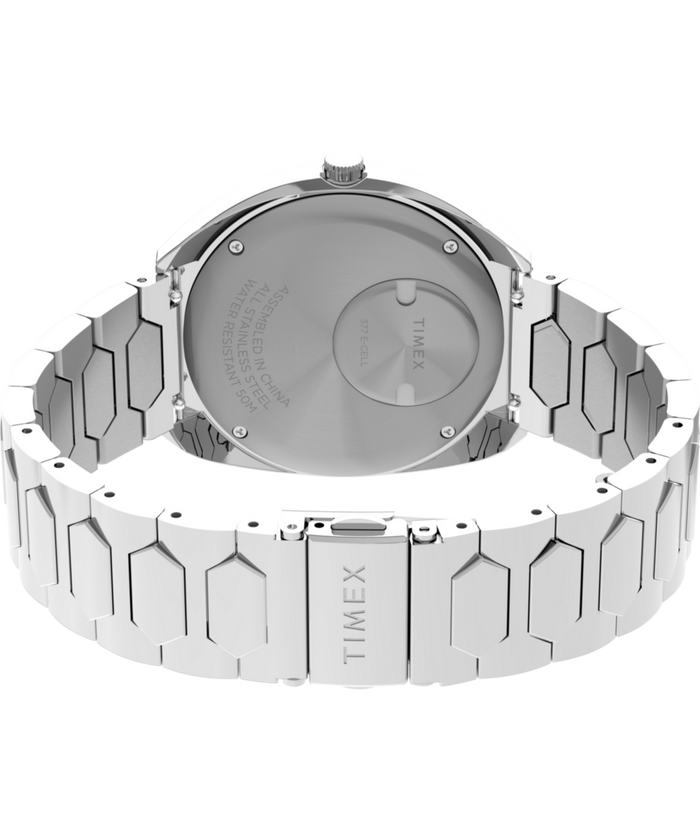 TW2Y33100 Q Timex® 1972 Time Machine Reissue 39mm Stainless Steel Bracelet Watch Caseback with Attachment Image