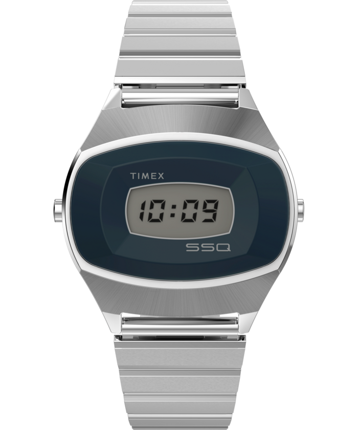TW2Y06100 Q Timex® 1975 SSQ Digital Reissue 38mm Stainless Steel Bracelet Watch Primary Image