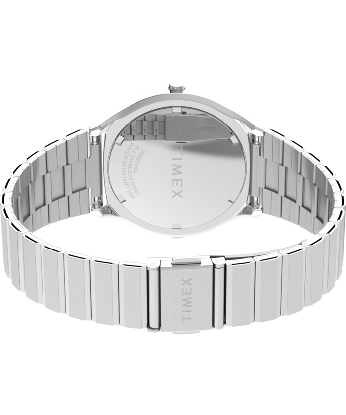 TW2Y06100 Q Timex® 1975 SSQ Digital Reissue 38mm Stainless Steel Bracelet Watch Caseback with Attachment Image