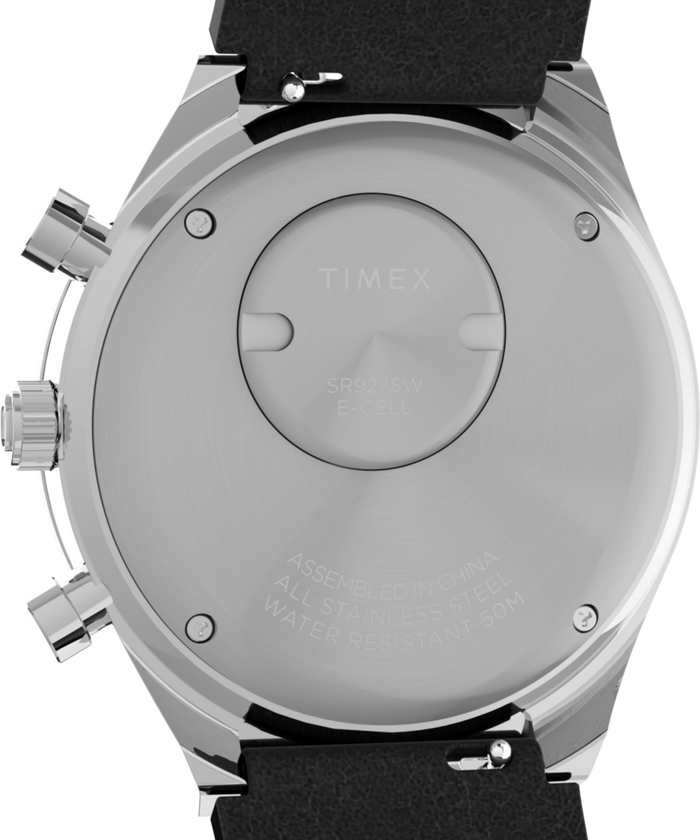 TW2V42700 Q Timex Chronograph 40mm Leather Strap Watch Caseback Image