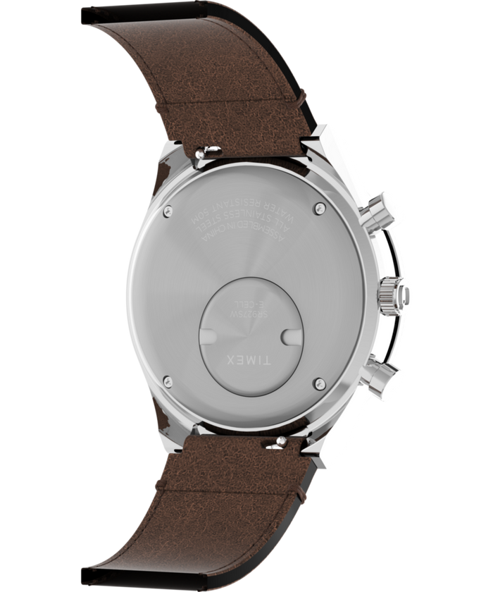 TW2V42800 Q Timex Chronograph 40mm Leather Strap Watch Caseback with Attachment Image