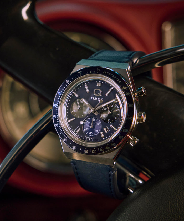 TW2Y36100 Q Timex® Chronograph 40mm Leather Strap Watch Collab Additional Image