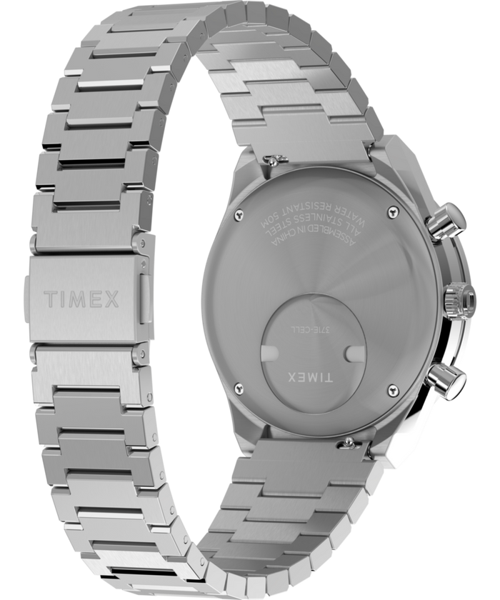 TW2W51600 Q Timex Chronograph 40mm Stainless Steel Bracelet Watch Caseback with Attachment Image