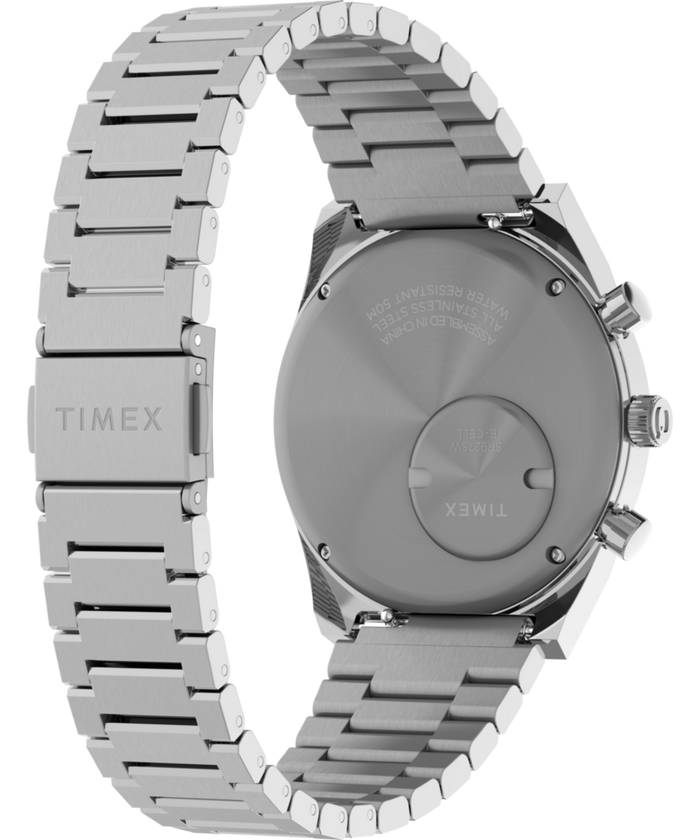 TW2Y34800 Q Timex® Falcon Eye Chronograph 40mm Stainless Steel Bracelet Watch Caseback with Attachment Image